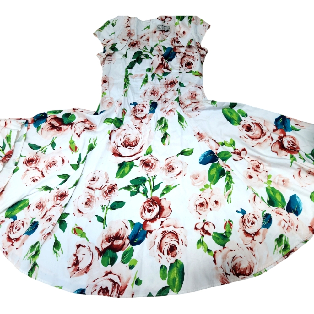 “Collectif Vintage London”  Regina Doll Swing dress, Pinup 1950s UK 14 US 10 L - Picture 7 of 13